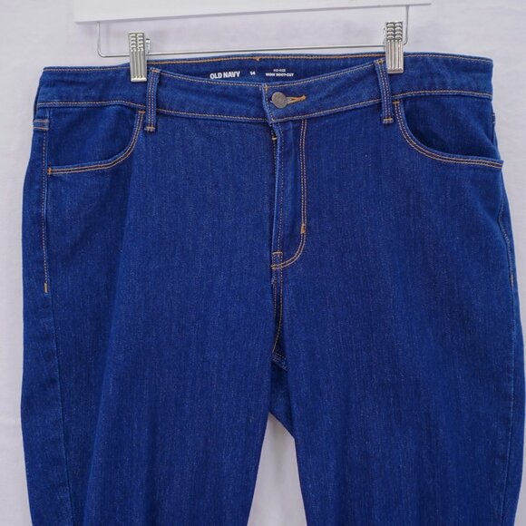 Old Navy Wow Boot-Cut Indigo Blue Denim Jeans -14- 36 / 30 Mid Rise Cotton Polye - Picture 2 of 10